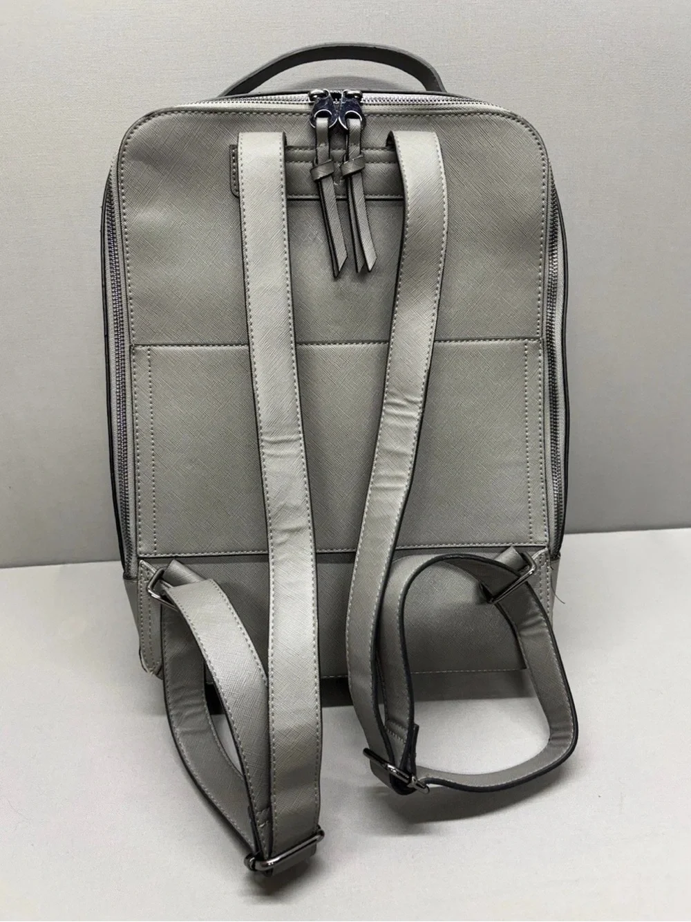 CALPAK Kaya Faux Leather Laptop Backpack Cool Grey